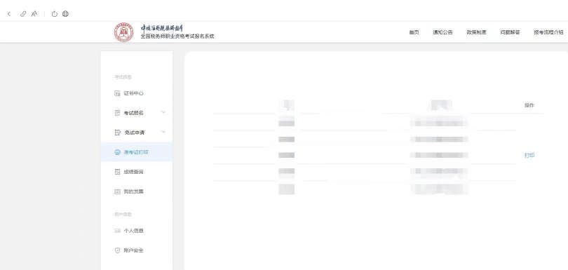 稅務(wù)師準(zhǔn)考證打印