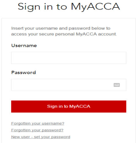 输入ACCA注册号以及密码