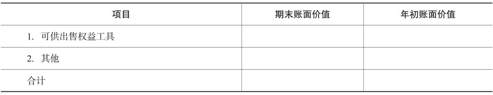 其他权益工具投资明细表