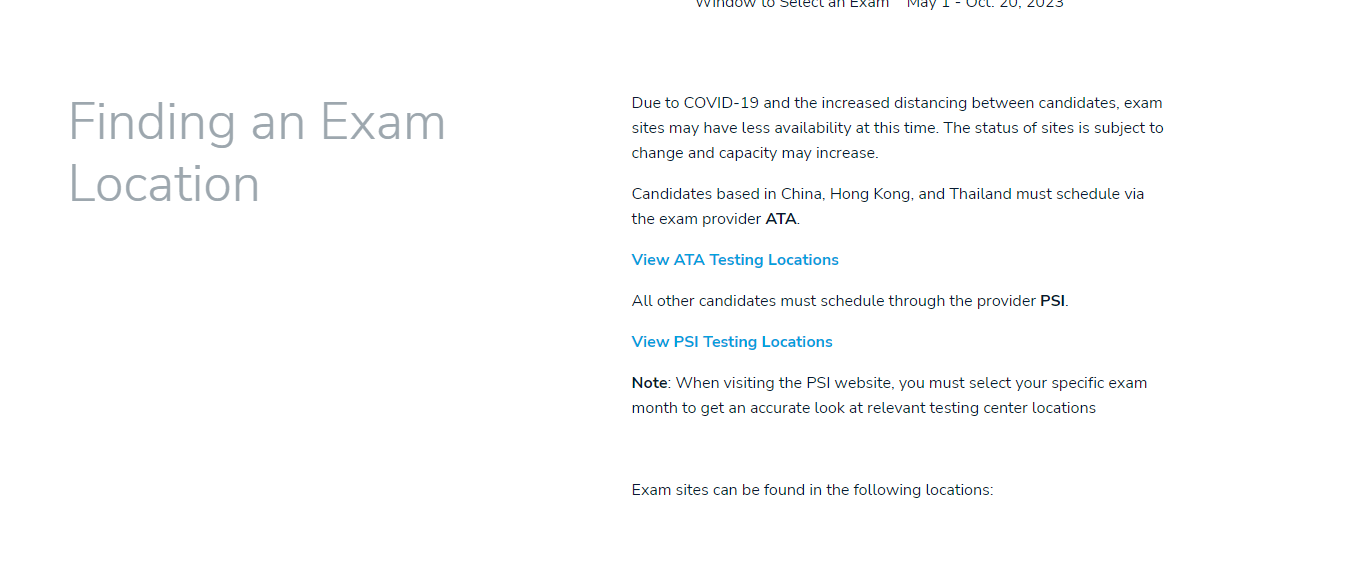 View PSI Testing Locations選項(xiàng)