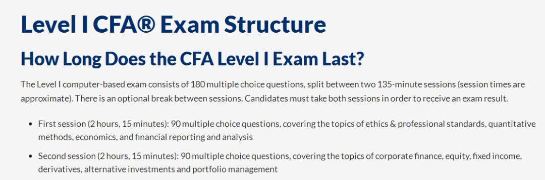 CFA一级考试题型